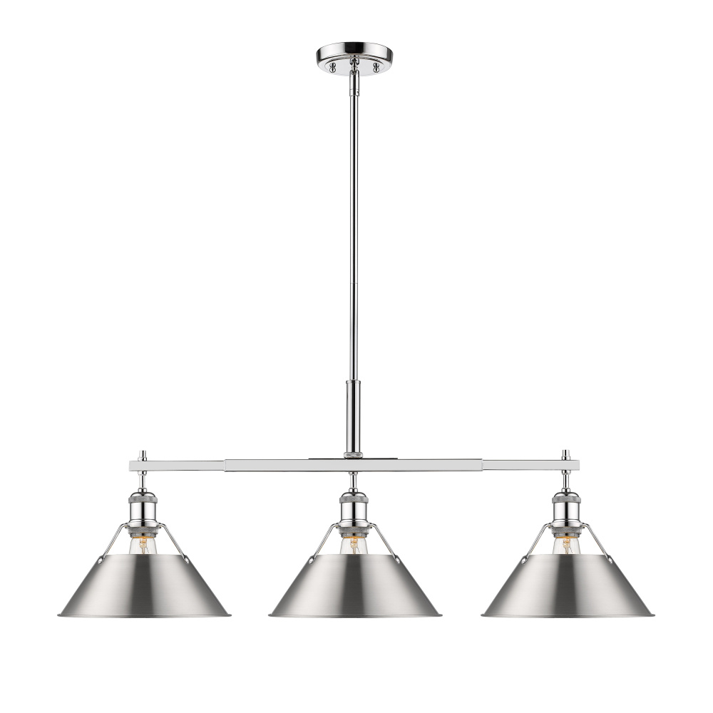Yep by Golden Lighting Orwell 3-light Island Light in Chrome and Pewter shade